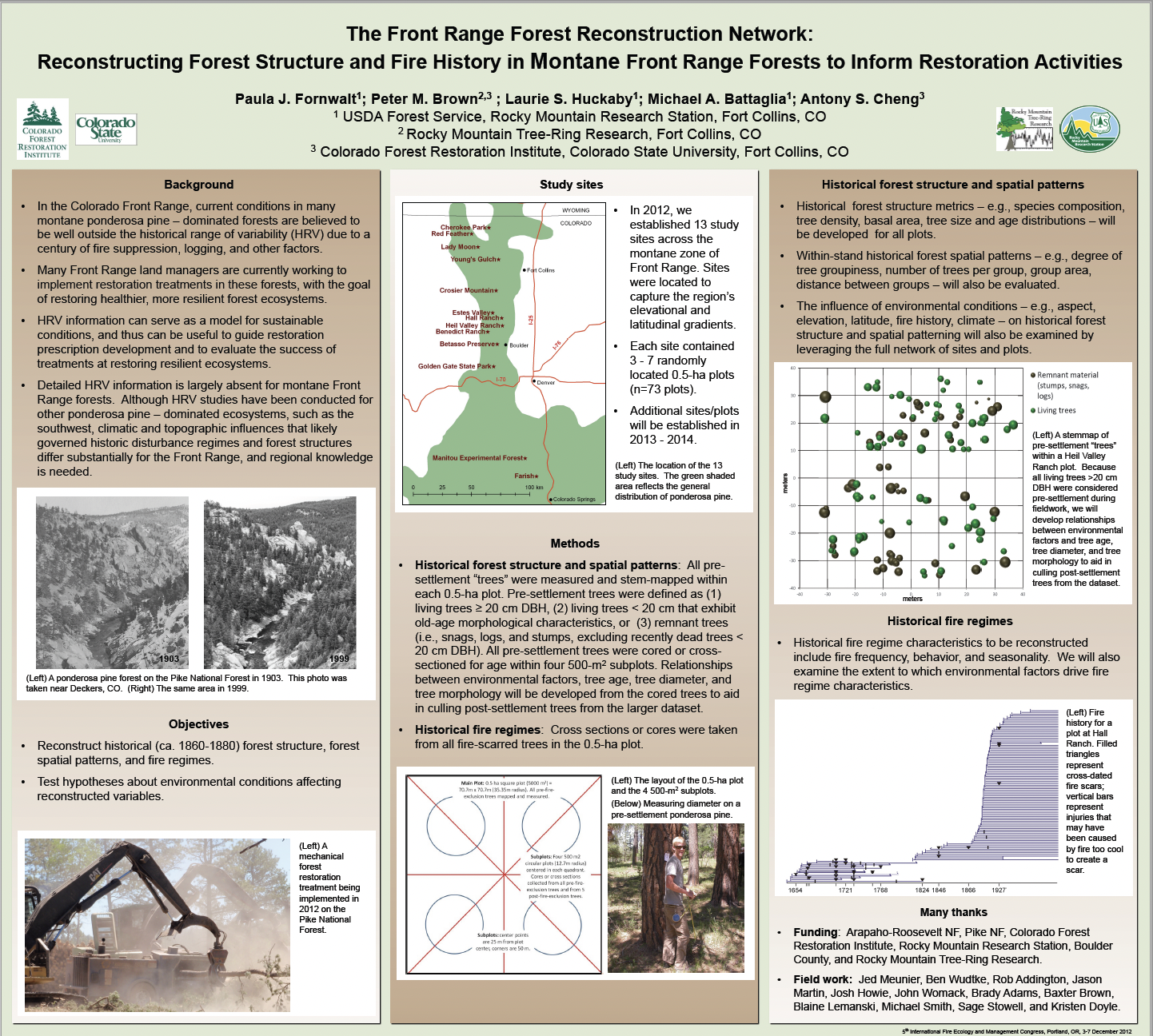 The Front Range Forest Reconstruction Network: Reconstructing Forest Structure and Fire History in Montane Front Range Forests to Inform Restoration Activities