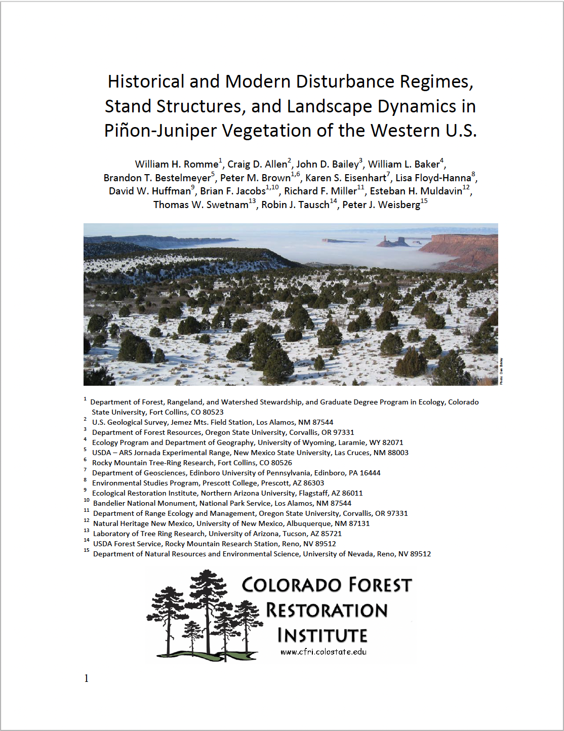 Historical and Modern Disturbance Regimes, Stand Structures, and Landscape Dynamics in Piñon‐Juniper Vegetation of the Western U.S.