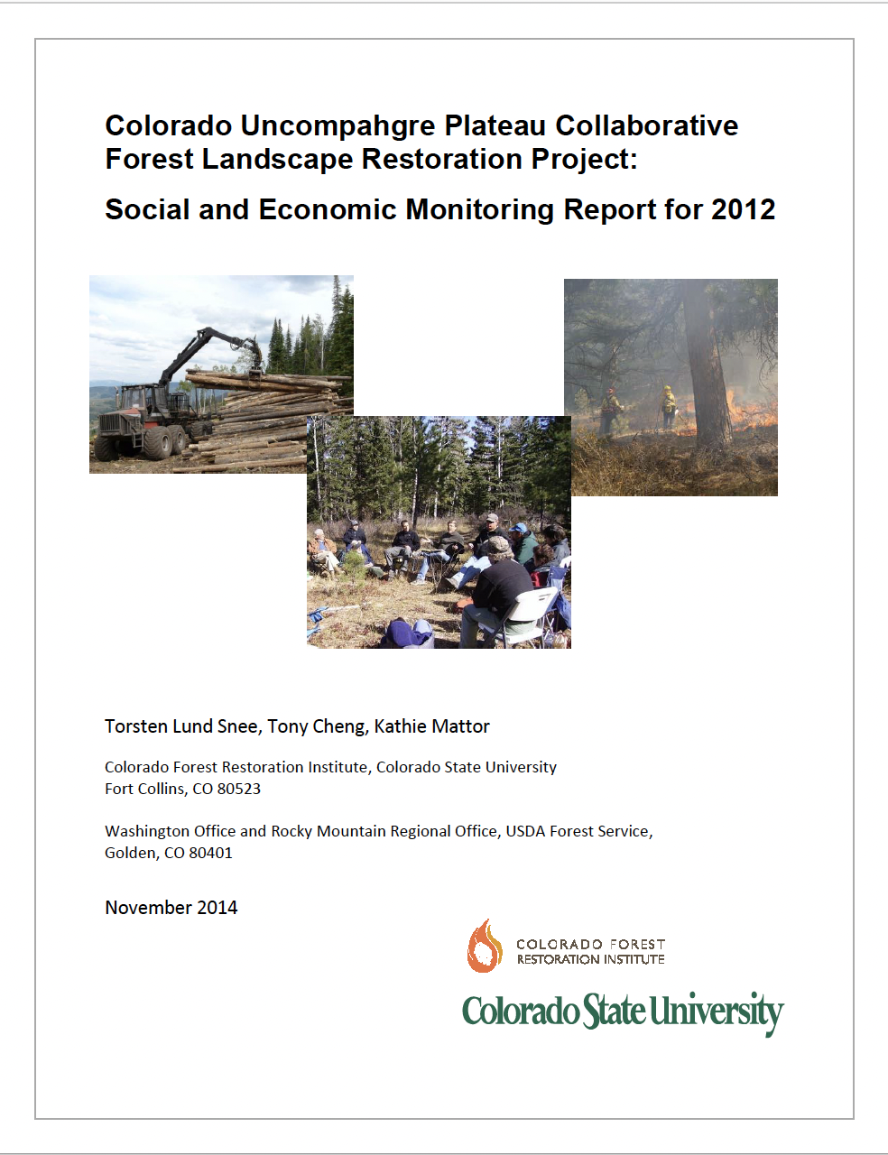 Colorado Uncompahgre Plateau Collaborative Forest Landscape Restoration Project: Social and Economic Monitoring Report for 2012