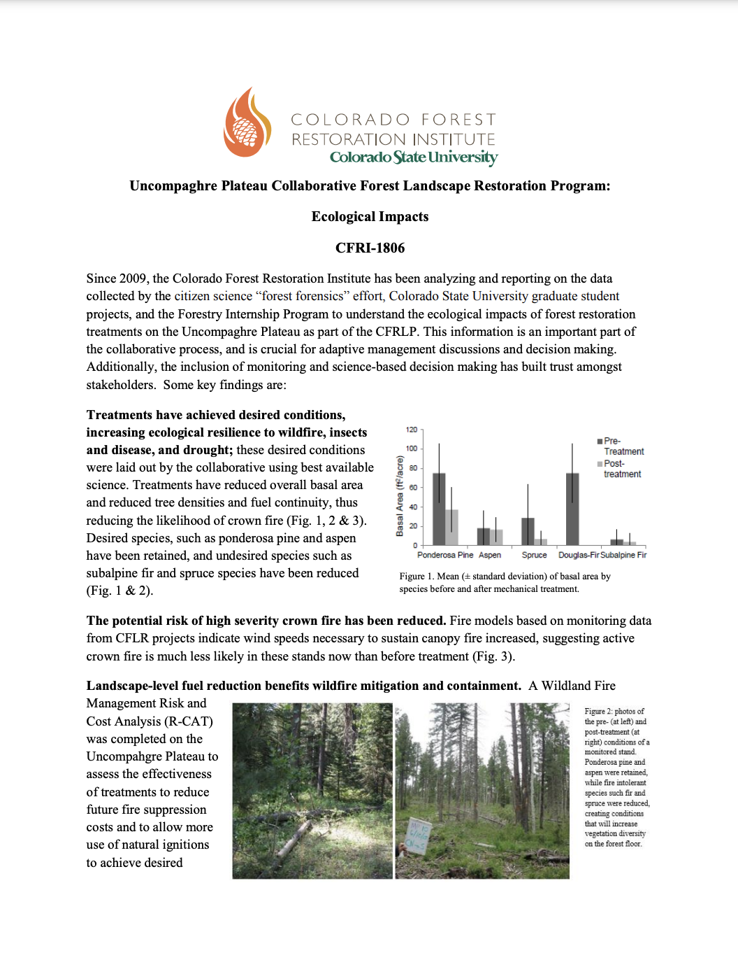 Uncompaghre Plateau Collaborative Forest Landscape Restoration Program: Ecological Impacts