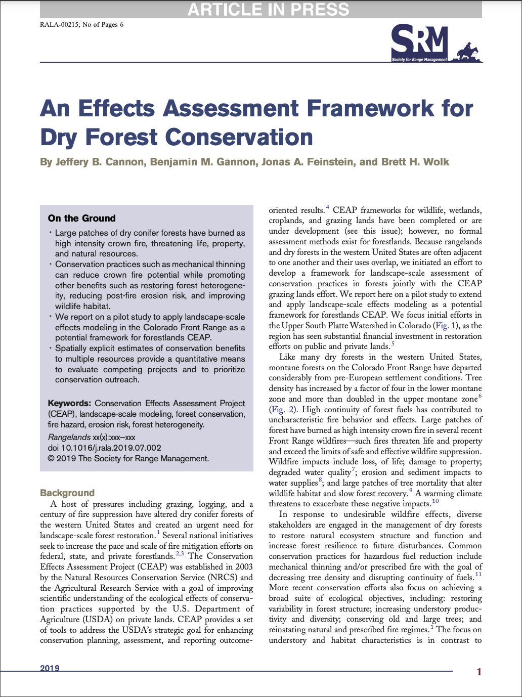An Effects Assessment Framework for Dry Forest Conservation
