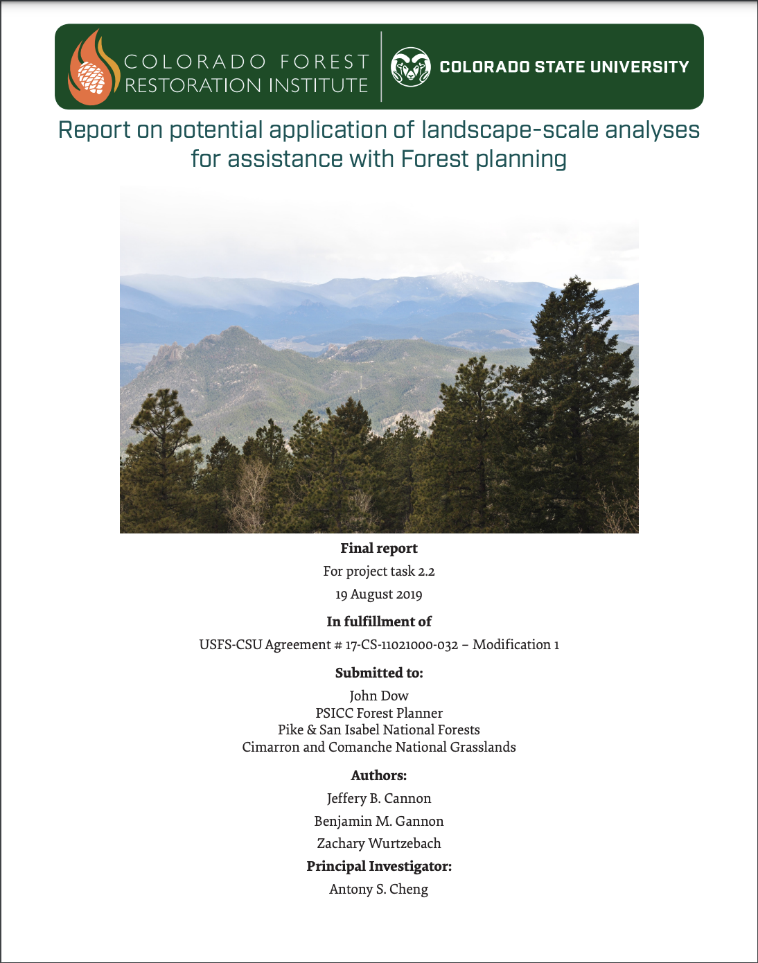 Report on potential application of landscape-scale analyses for assistance with Forest planning