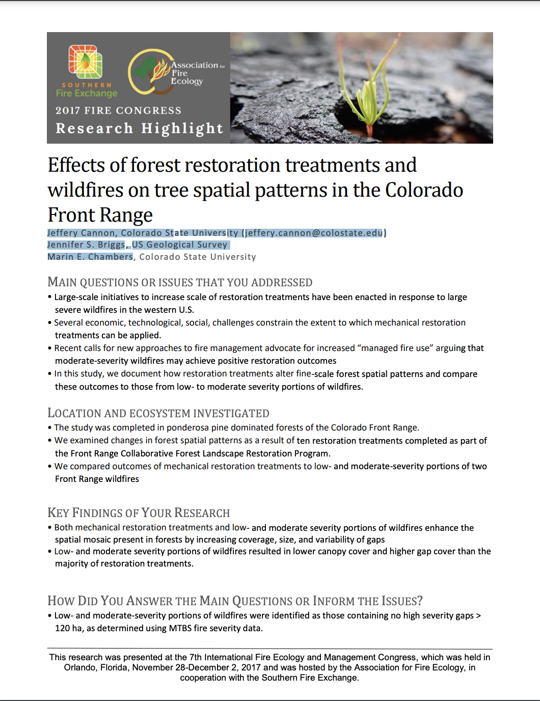Effects of forest restoration treatments and wildfires on tree spatial patterns in the Colorado Front Range