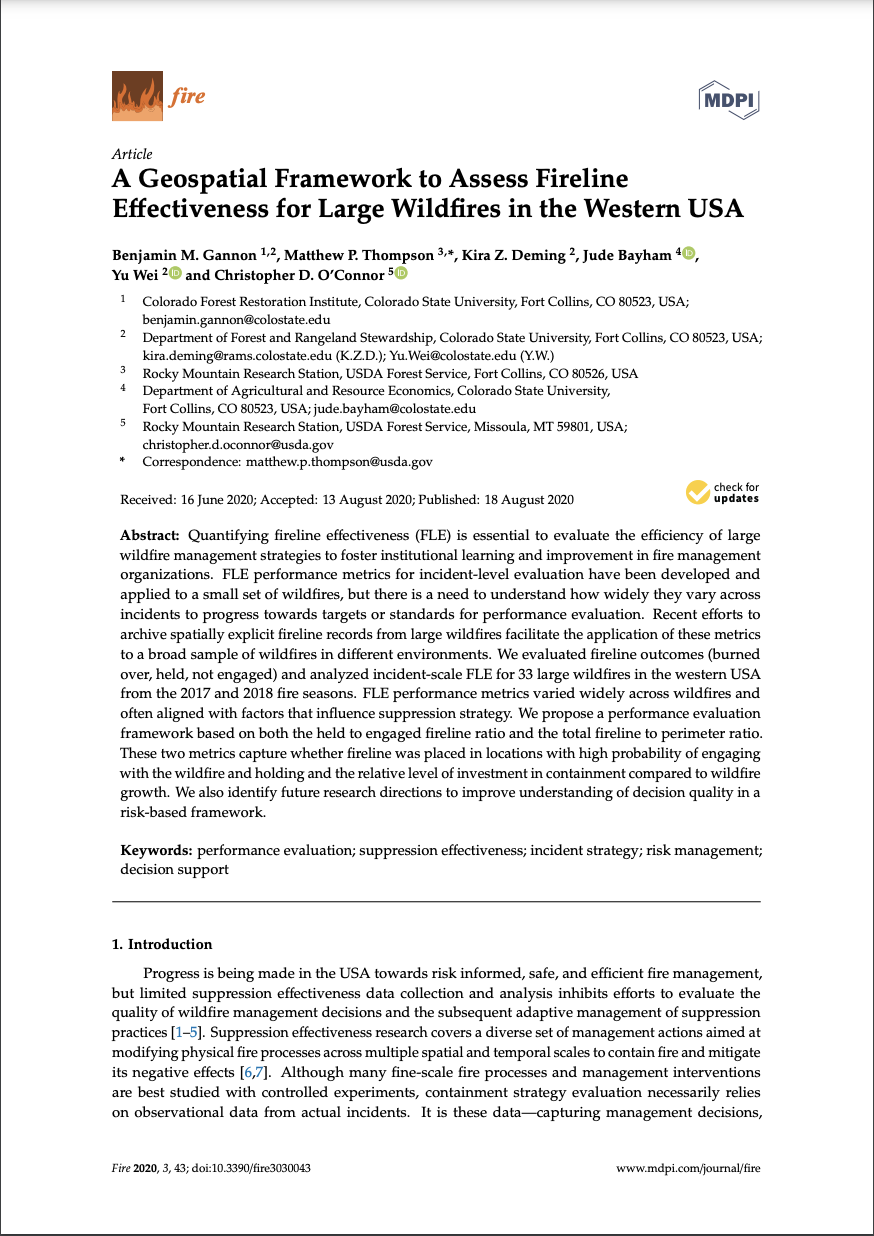 A Geospatial Framework to Assess Fireline Effectiveness for Large Wildfires in the Western USA
