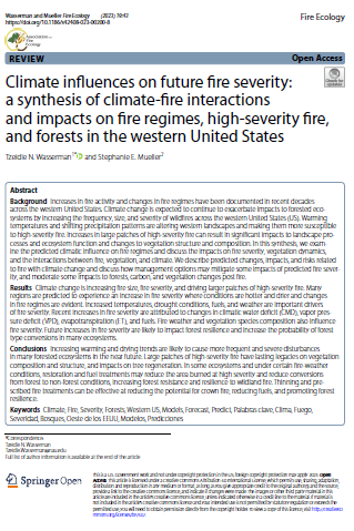 Climate influences on future fire severity: a synthesis of climate‑fire interactions and impacts on fire regimes, high‑severity fire, and forests in the western United States