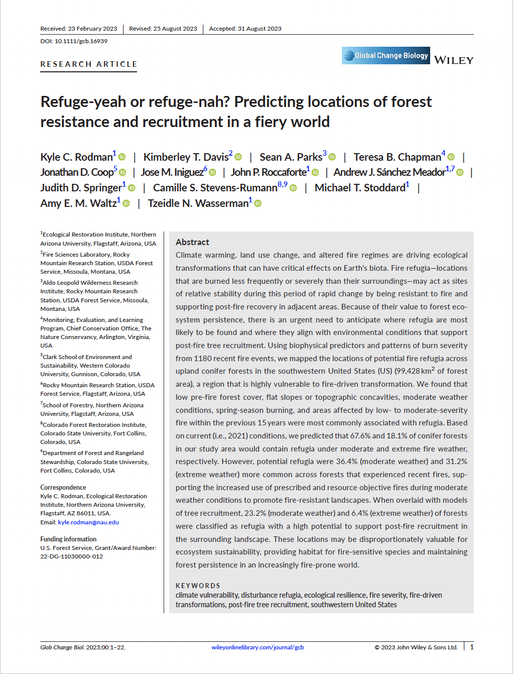 Refuge- yeah or refuge- nah? Predicting locations of forest resistance and recruitment in a fiery world