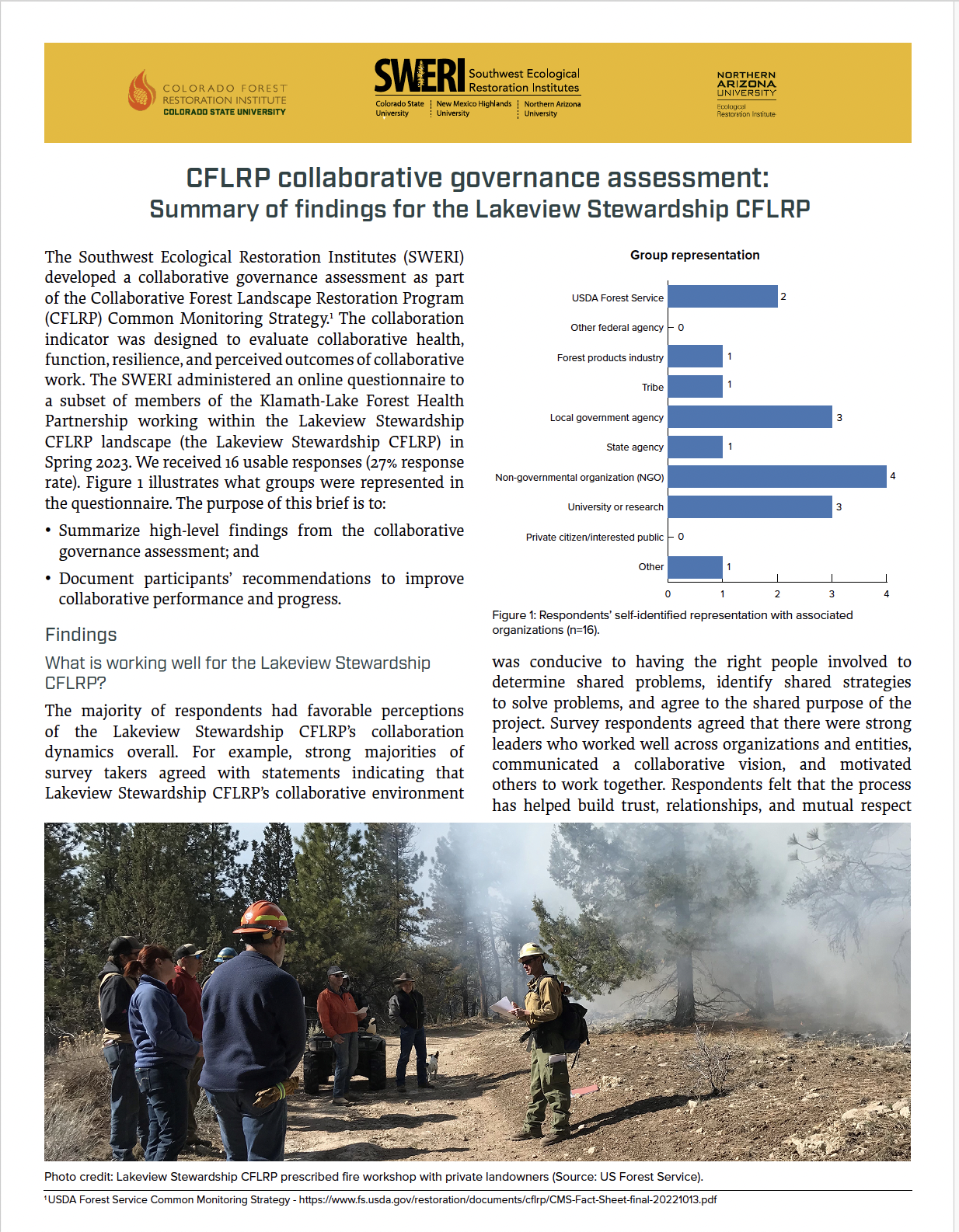 CFLRP collaborative governance assessment: Summary of findings for the Lakeview Stewardship CFLRP