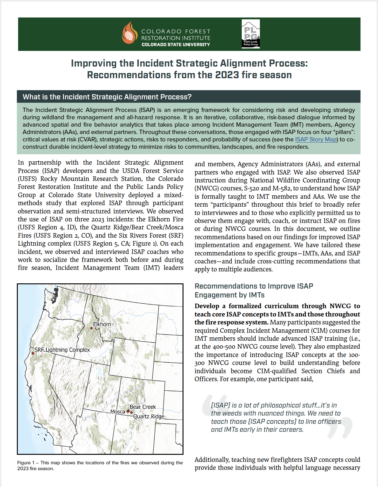 Improving the Incident Strategic Alignment Process: Recommendations from the 2023 fire season