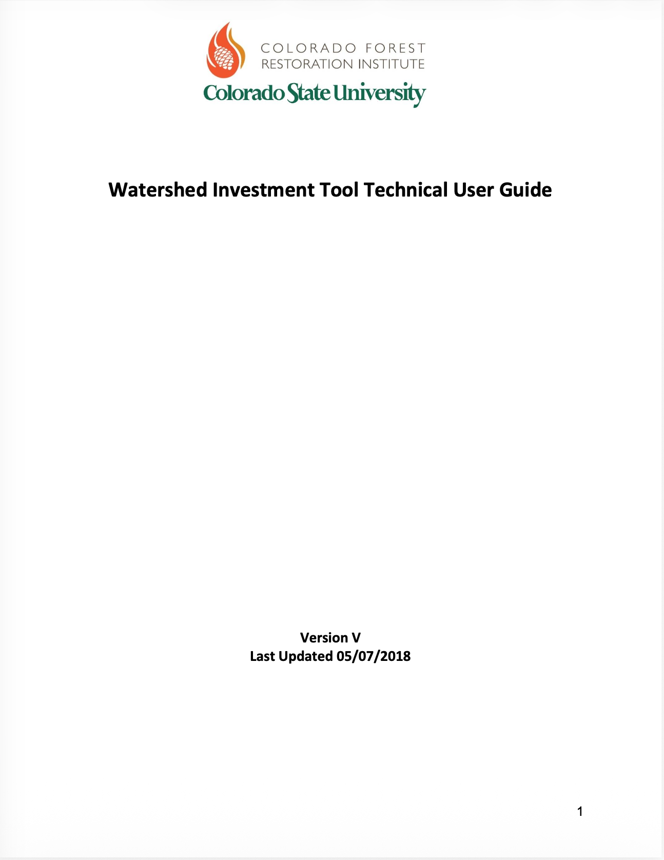 Watershed Investment Tool Technical User Guide