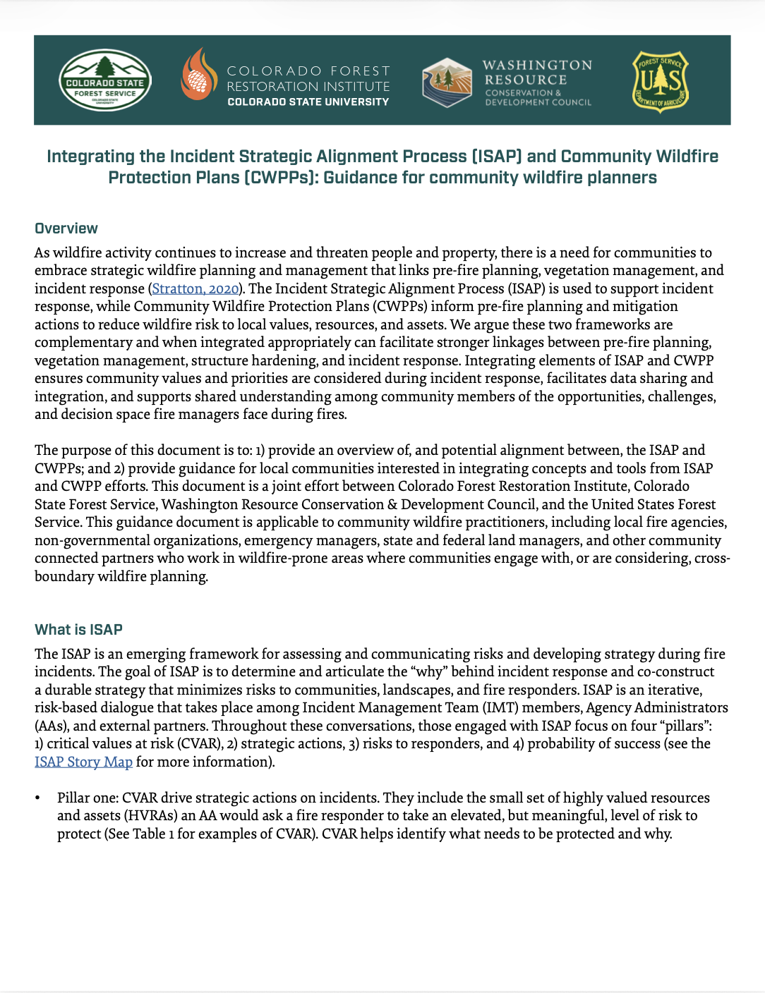 Integrating the Incident Strategic Alignment Process (ISAP) and Community Wildfire Protection Plans (CWPPs): Guidance for community wildfire planners