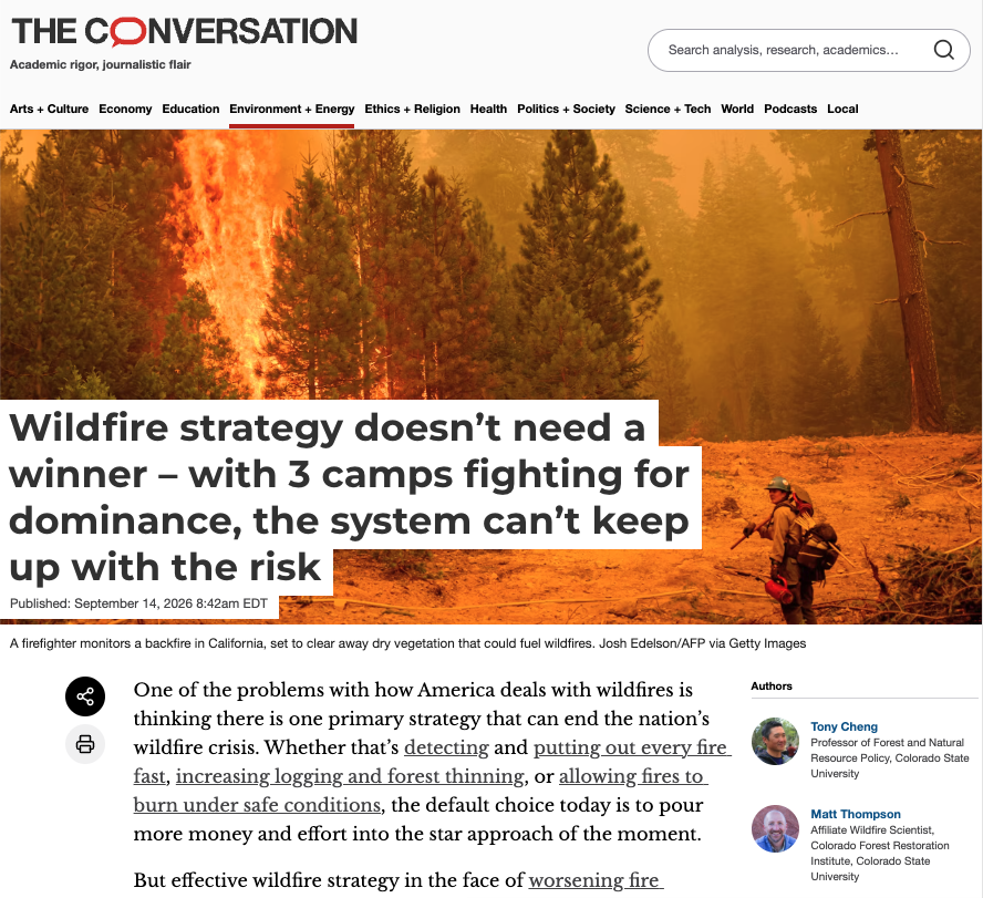Wildfire strategy doesn’t need a winner – with 3 camps fighting for dominance, the system can’t keep up with the risk